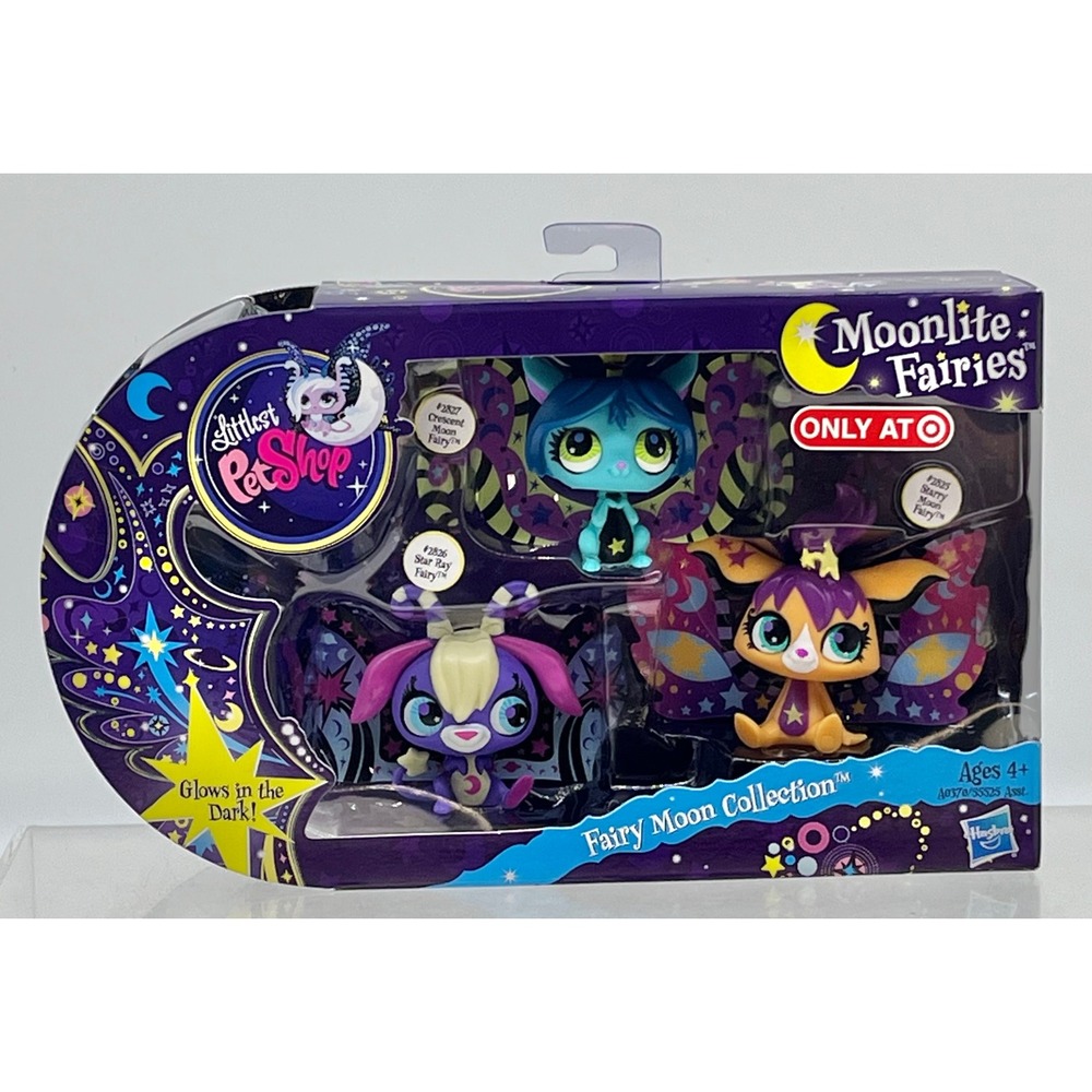 2012 Littlest Pet Shop Moonlite Fairies-Fairy Moon Collection #2825-#2827 NIB